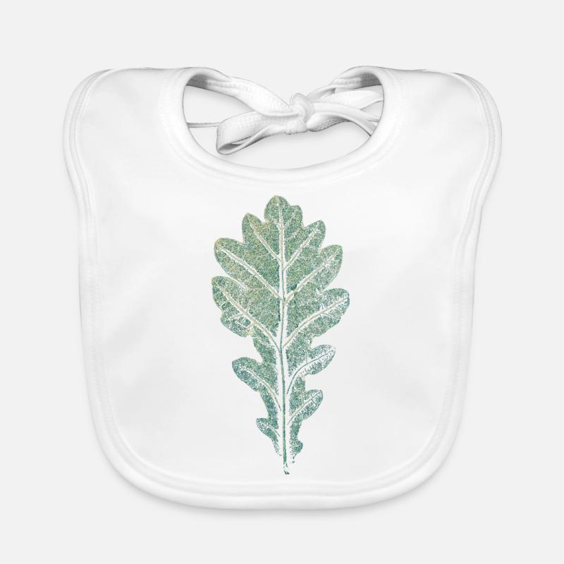 BLATT Eiche / Kunstdruck WALD & Förster Design - Baby Bio-Lätzchen - Weiß