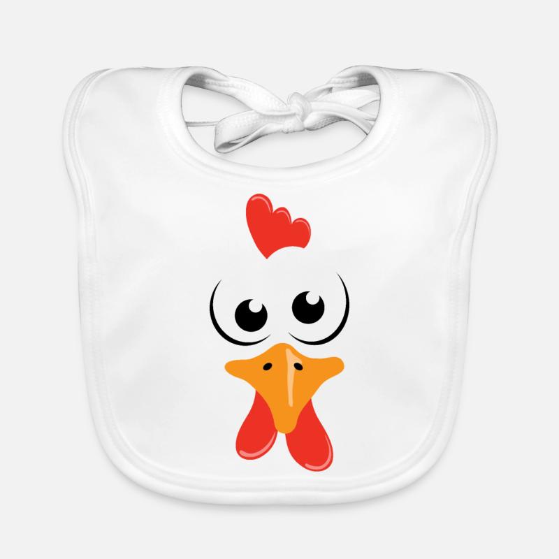 Poules poules poules face - Bavoir bio Bébé - blanc