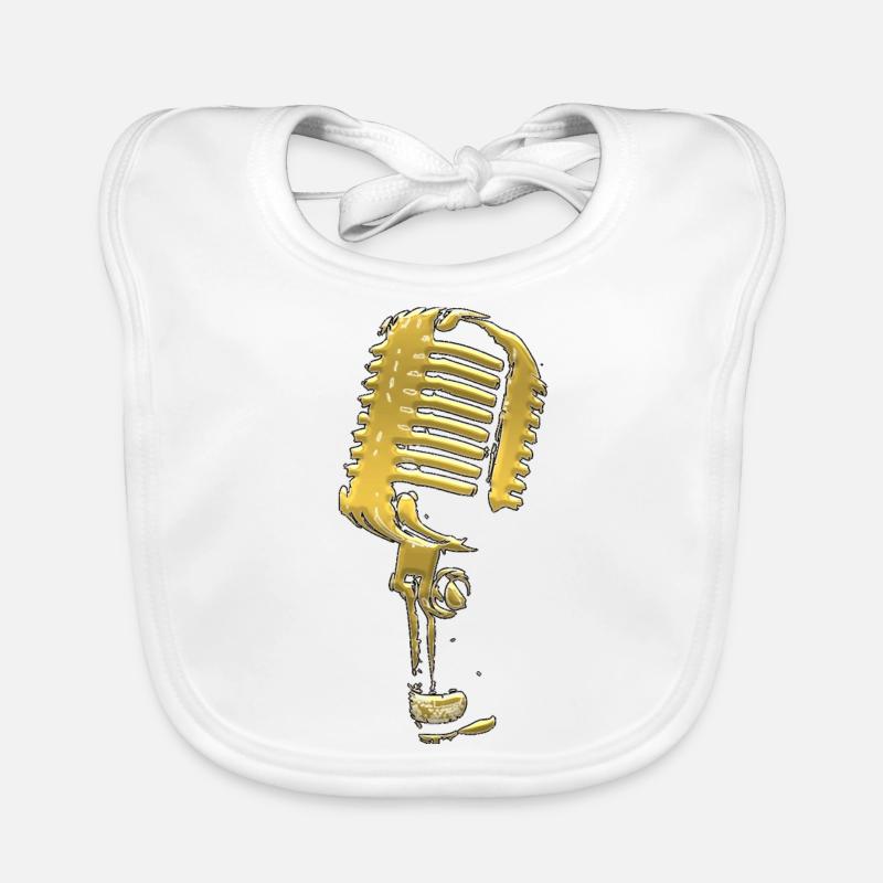 microphone black and white music Organic Baby Bibs