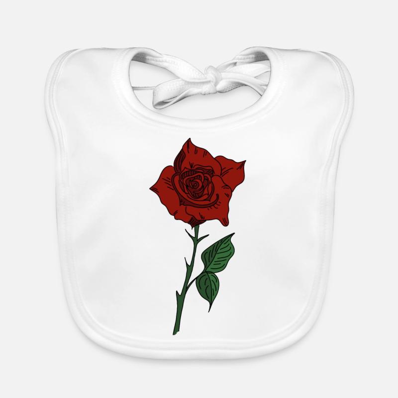 Rote Tattoo Rose Baby Bio-Lätzchen