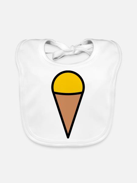 Eine Kugel Vanille Eis in der Waffel - Baby Bio-Lätzchen - Weiß - Vorne