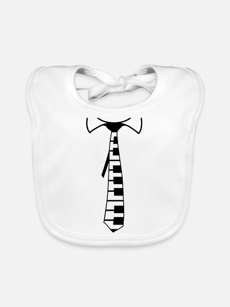 Suit Tie Piano Instrument Keys Music Fun - Organic Baby Bibs - white - Front