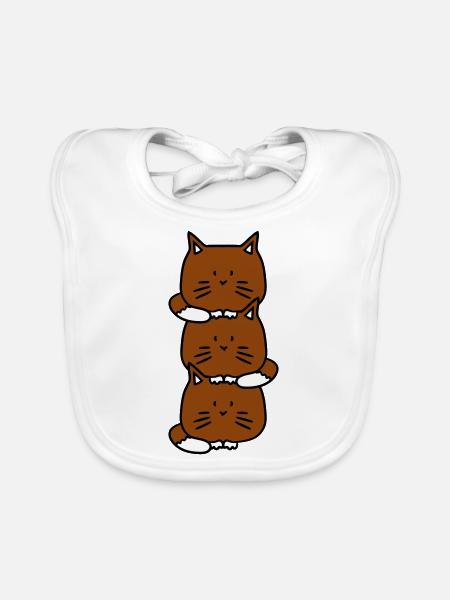 3 chats mignons l’un sur l’autre tour trois amis équipe - Bavoir bio Bébé - blanc - Devant