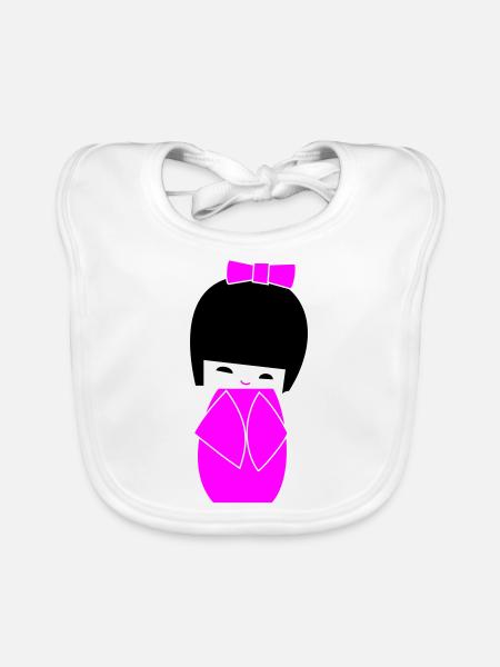 Kokeshi - Bavoir bio Bébé - blanc - Devant
