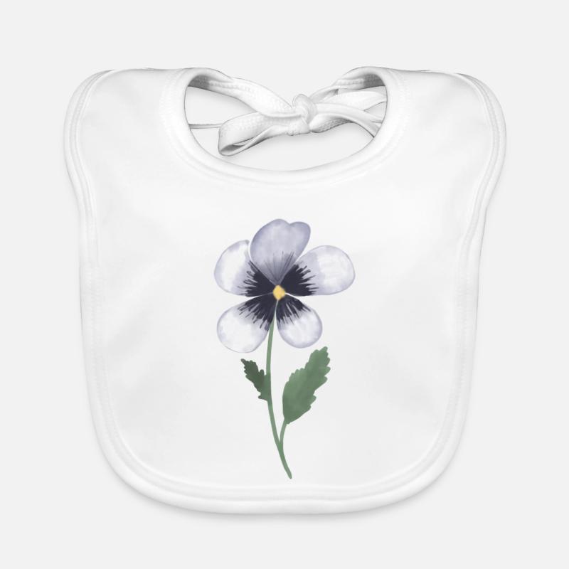 Pansy Violet - Bavoir bio Bébé - blanc