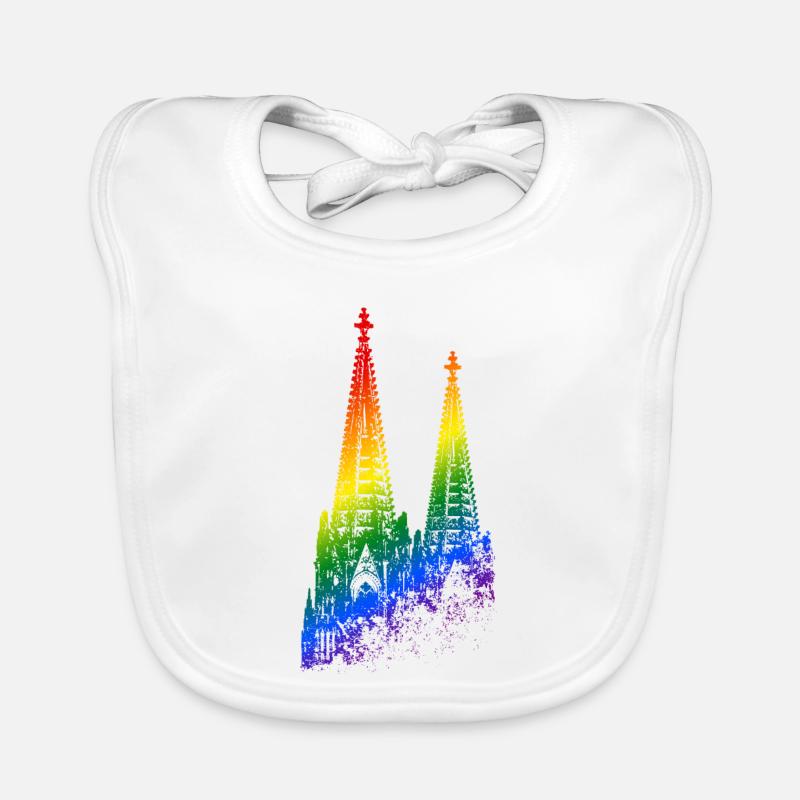 Kölner Dom LGBTQ Pride Regenbogen Silhouette Köln Baby Bio-Lätzchen