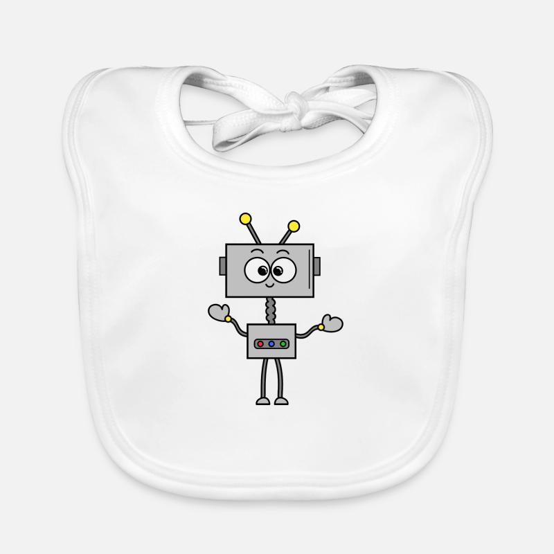 Robot Robbie - Organic Baby Bibs - white