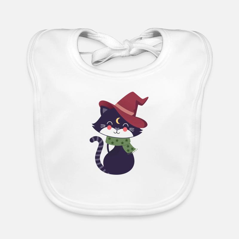 black cat with magic hat Organic Baby Bibs
