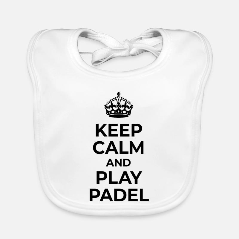 Keep Calm and Play Padel - Organic Baby Bibs - white