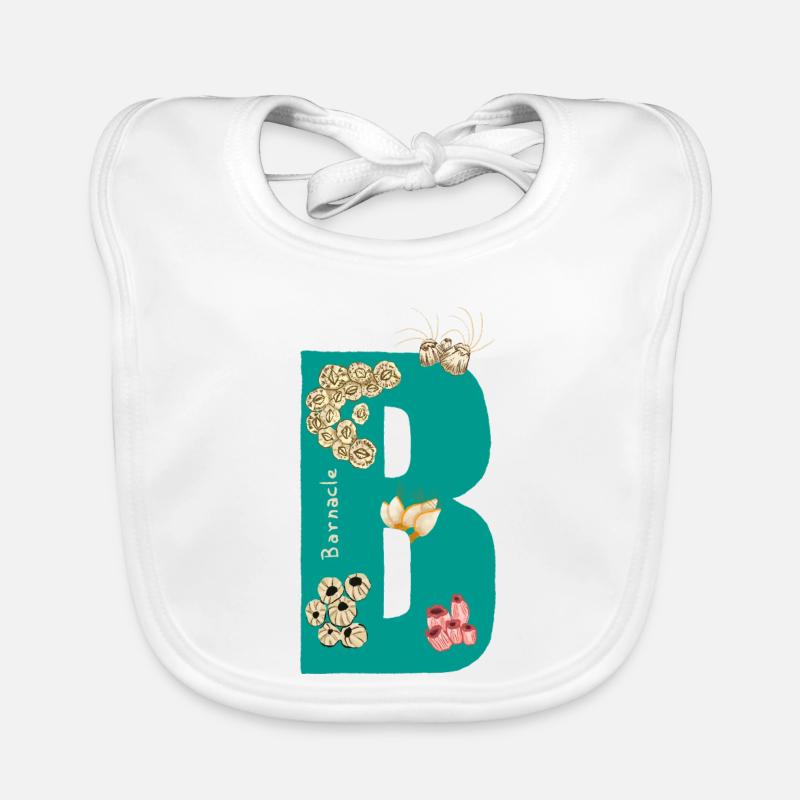 Letter B with Natural Elements Blue Green Organic Baby Bibs