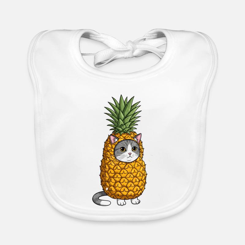 Pineapple Cat Costume Illustration Organic Baby Bibs