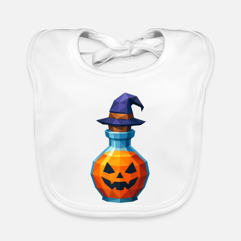 Low poly pumpkin in a witch vial Organic Baby Bibs