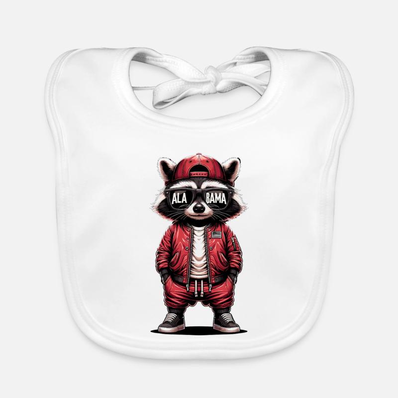 Waschbär in roter Bomberjacke Baby Bio-Lätzchen