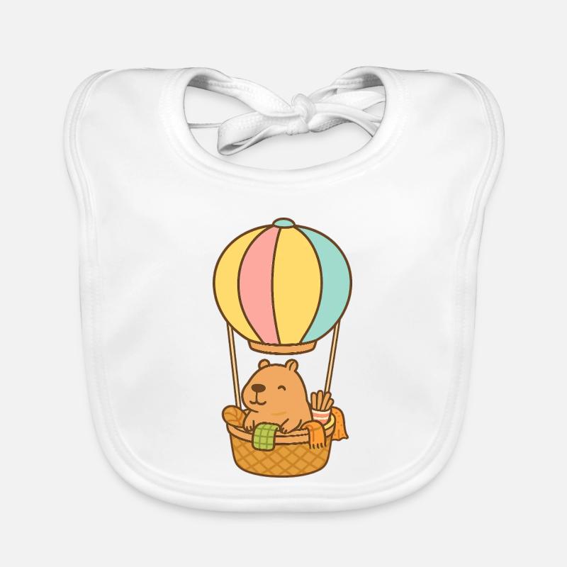 Capybara en montgolfière – doux et détendu 🎈 Bavoir bio Bébé