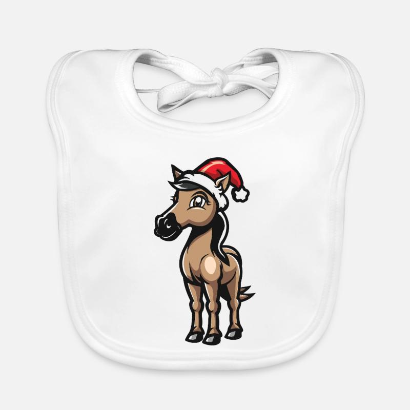 Cheval Noël - Bavoir bio Bébé - blanc