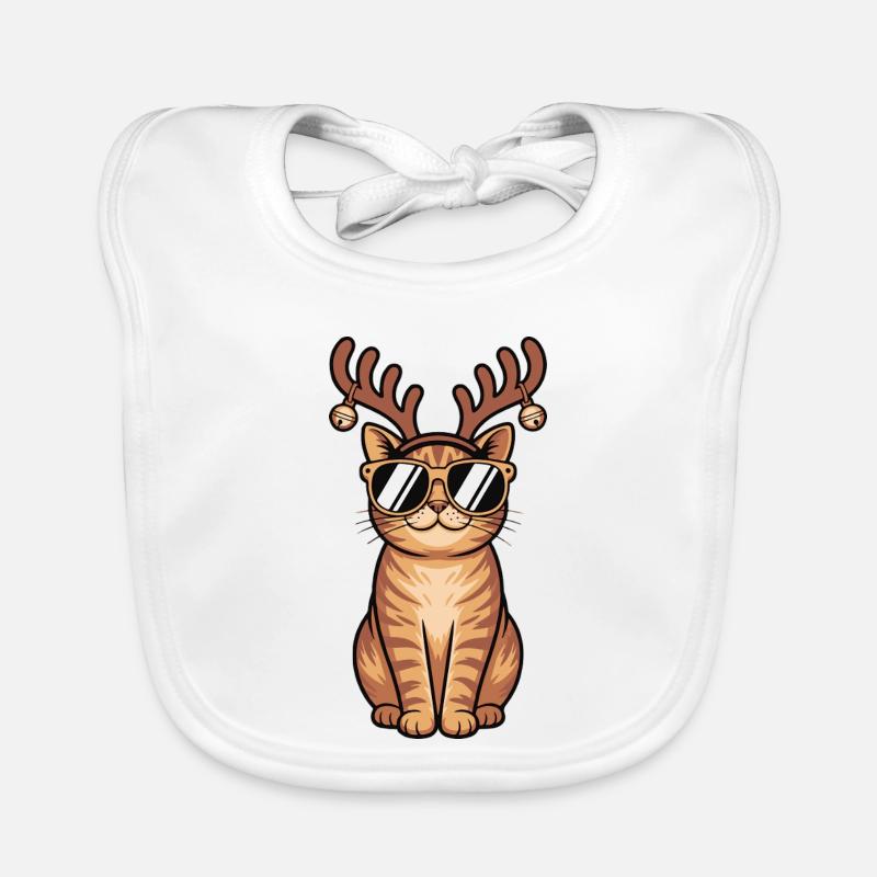 Cats deer with sunglasses Organic Baby Bibs