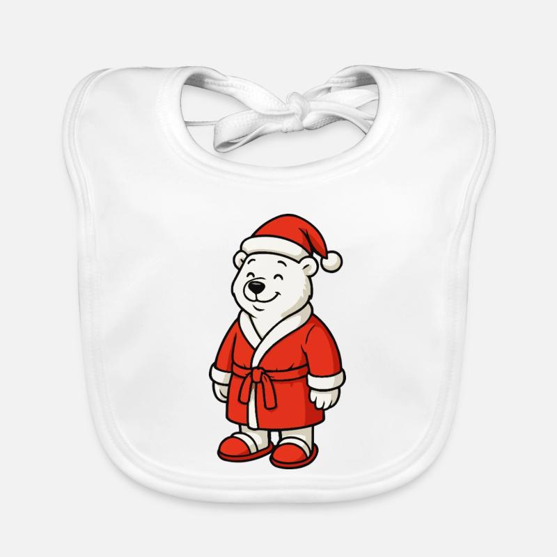 Winter bear in Santa outfit Organic Baby Bibs