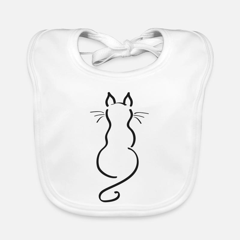 Cat Minimalist Line Back Plain Organic Baby Bibs