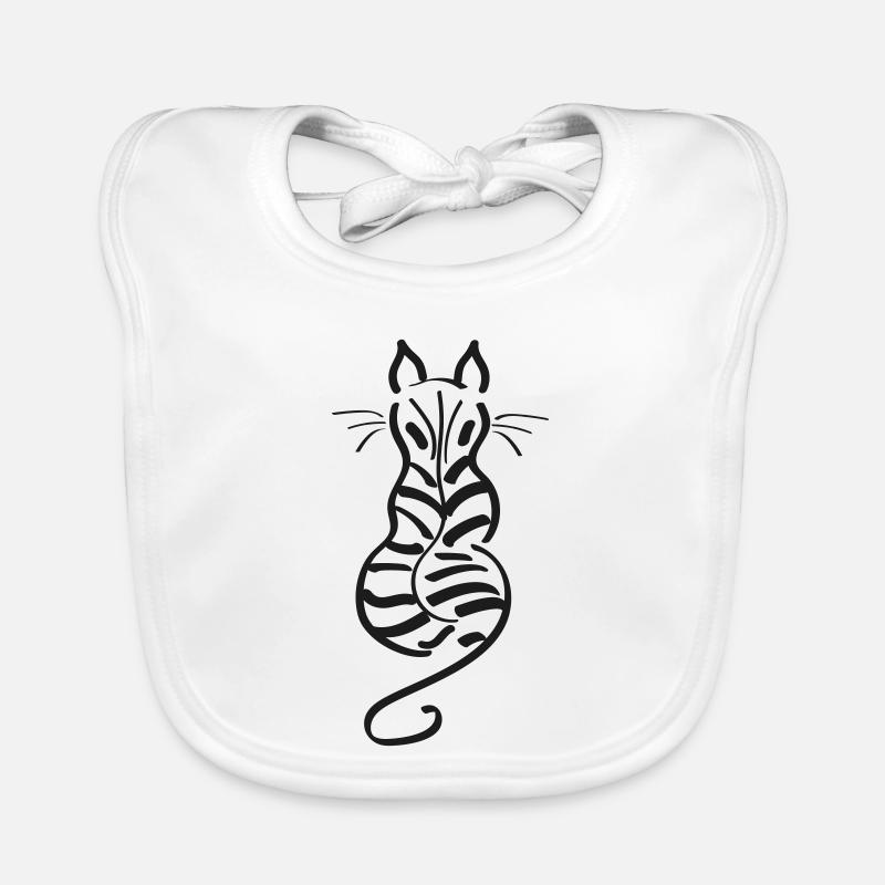 Cat Minimalist Line Back Stripe Tiger Organic Baby Bibs