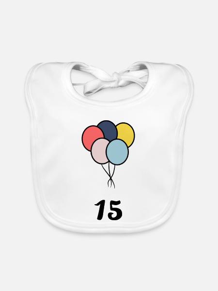 15. 15 YEARS. 15th ANNIVERSARY. 15 YEAR ANNIVERSARY. - Organic Baby Bibs - white - Front