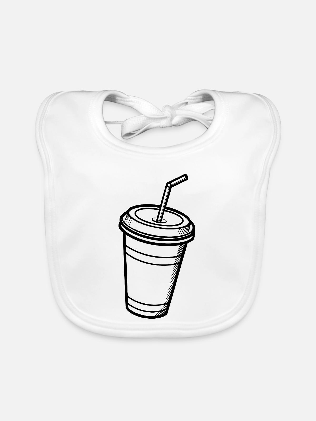 Tasse mit Stroh - Baby Bio-Lätzchen - Weiß - Vorne