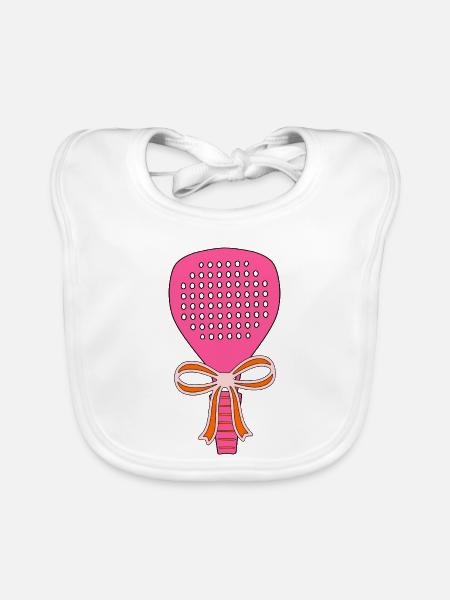 Padel Schläger Geschenk - Baby Bio-Lätzchen - Weiß - Vorne