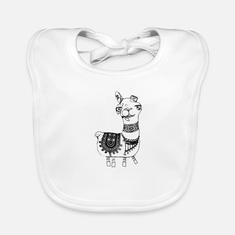 Lama,alpaka, Illustration, Comic,schwarz Baby Bio-Lätzchen