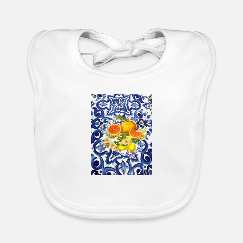 Majolica patterns, tiles, porcelain, majolica Organic Baby Bibs