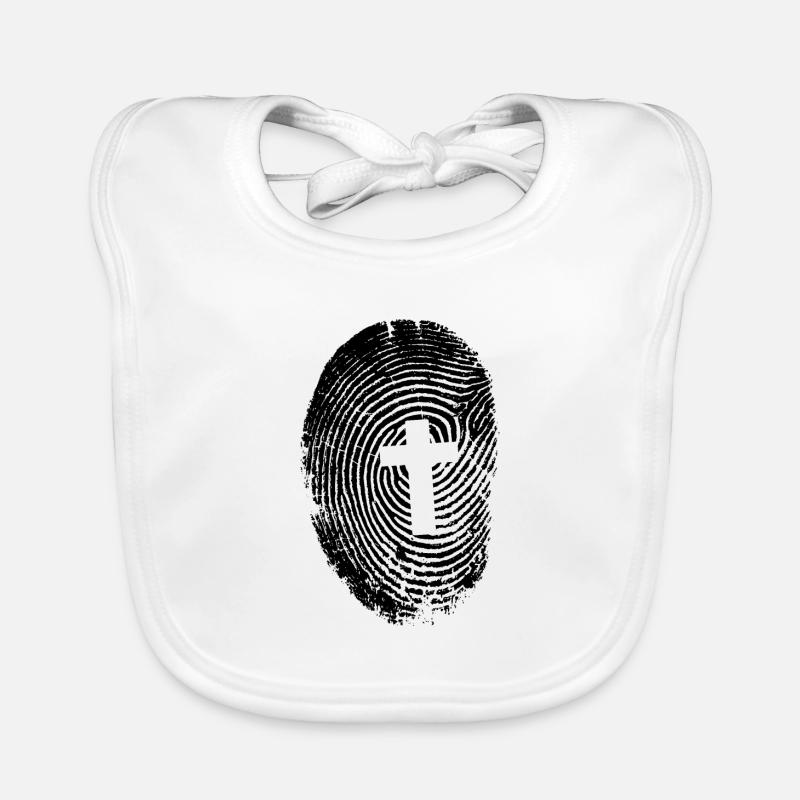 Empreinte digitale Croix Catholique Chrétienne Symbole Bavoir bio Bébé