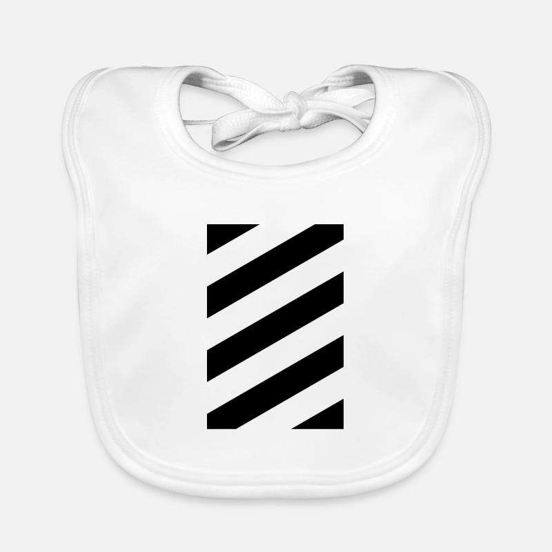 Design minimaliste Rayures noires Diagonal - Bavoir bio Bébé - blanc