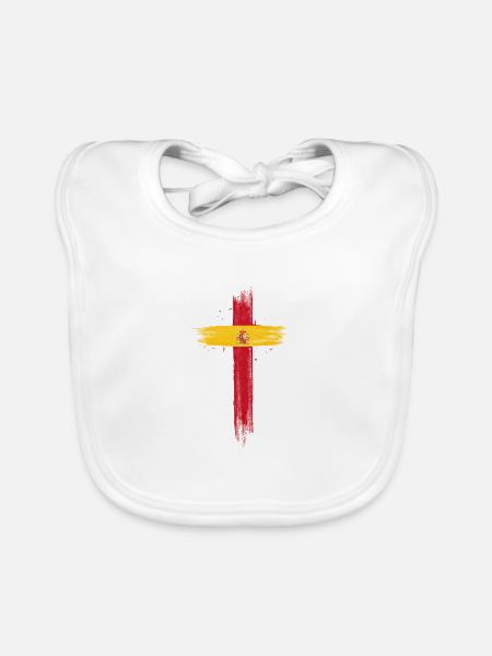 Spain Flag Vintage Spanish Flag Distressed Look - Organic Baby Bibs - white - Front