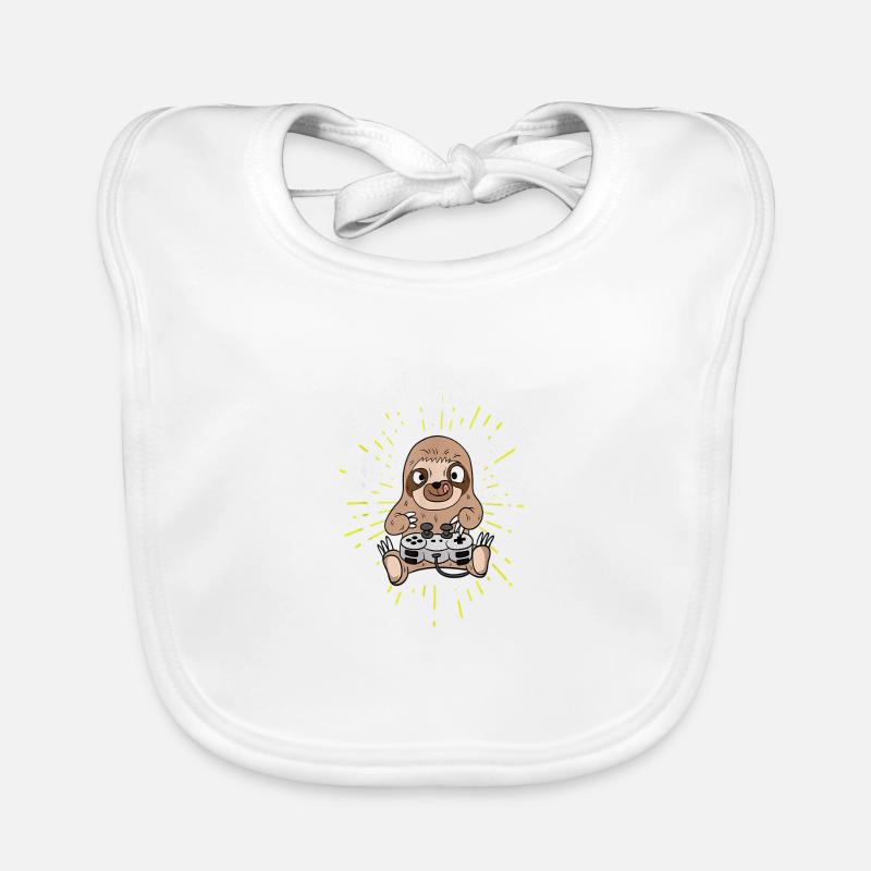 Sloth Sloth Gamer Gaming Pew Pew Organic Baby Bibs