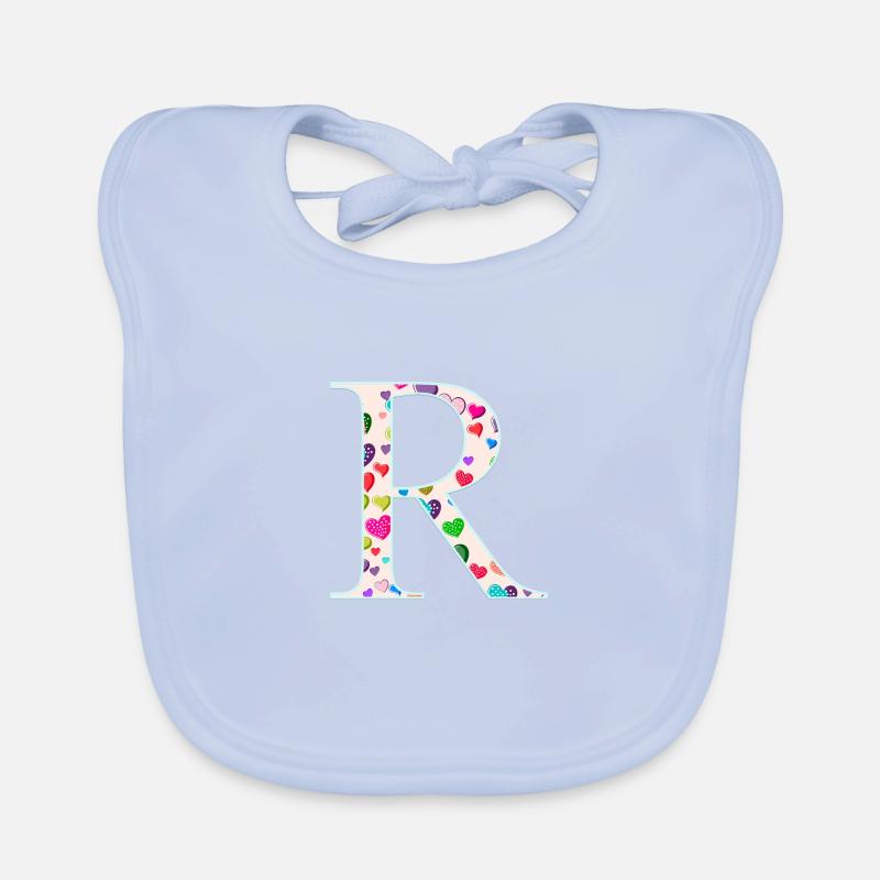 Personalisierbar Monogramm R Herzmuster Baby Bio-Lätzchen