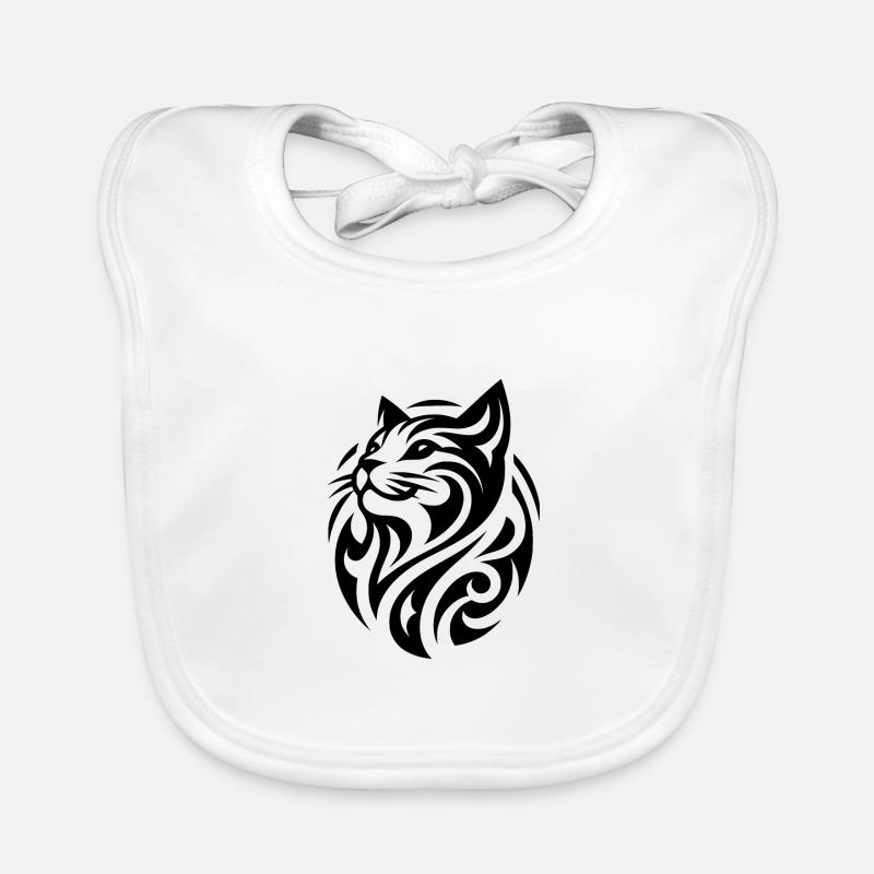 Tatouage de chat minimaliste avec des rayures Bavoir bio Bébé