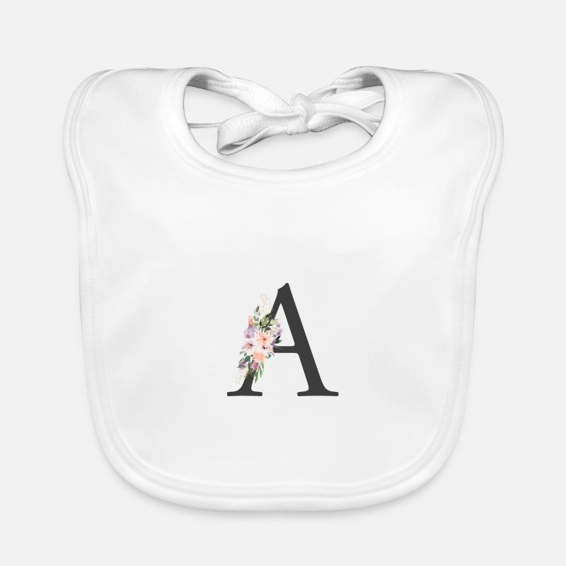 Buchstabe A, Monogramm, Bunte Blumen Baby Bio-Lätzchen