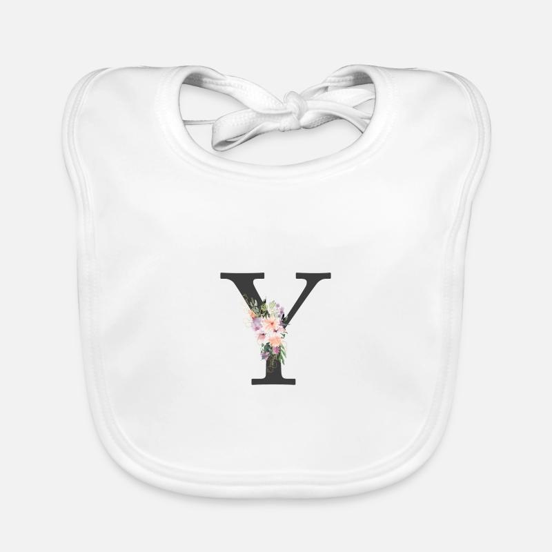 Buchstabe Y, Monogramm, Blumen Baby Bio-Lätzchen