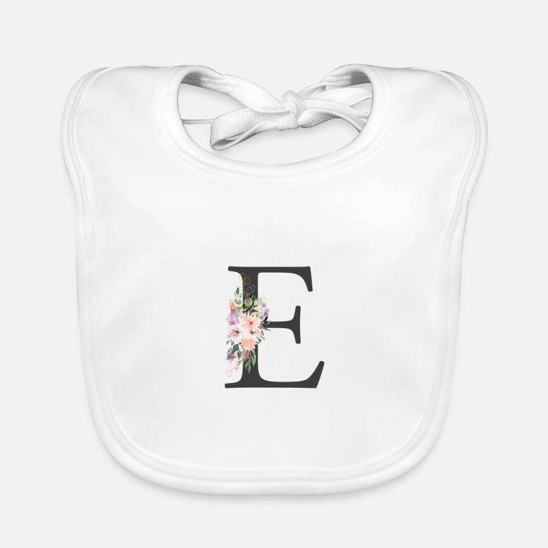 Buchstabe E, Monogramm, Blumen Baby Bio-Lätzchen