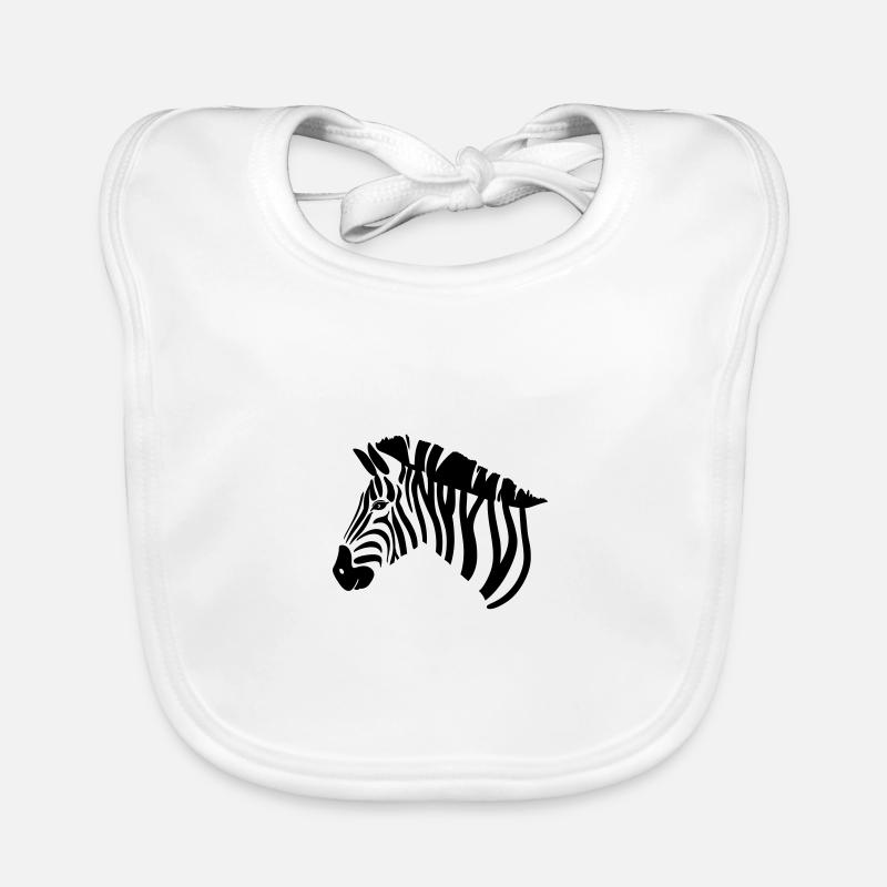 Zebra Head Illustration Organic Baby Bibs