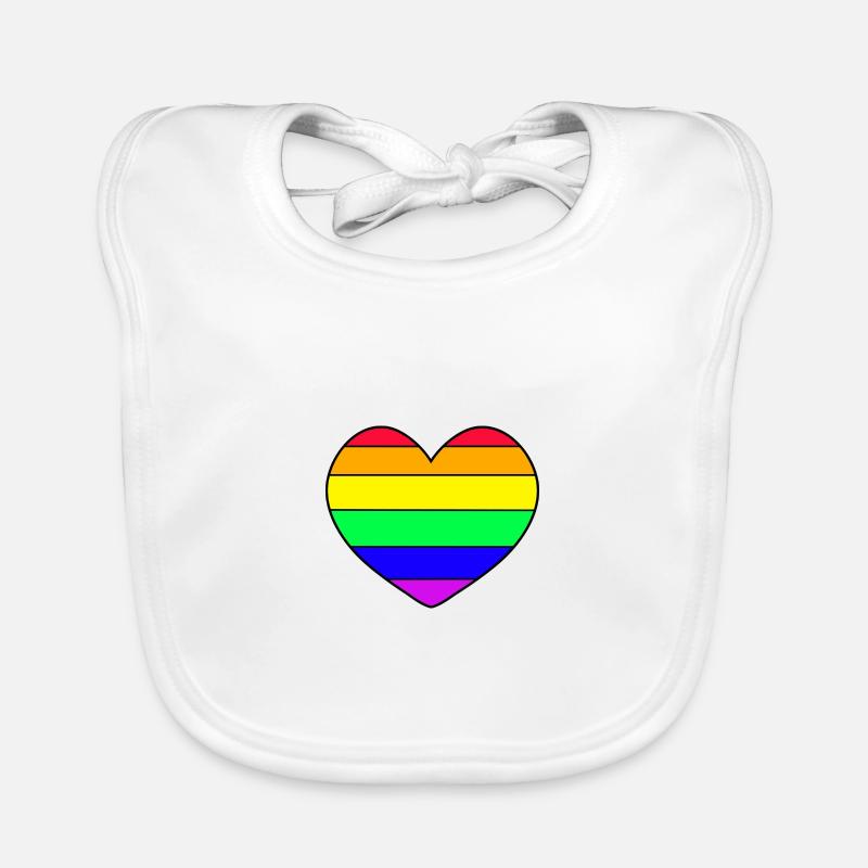 Cœur arc-en-ciel Bavoir bio Bébé