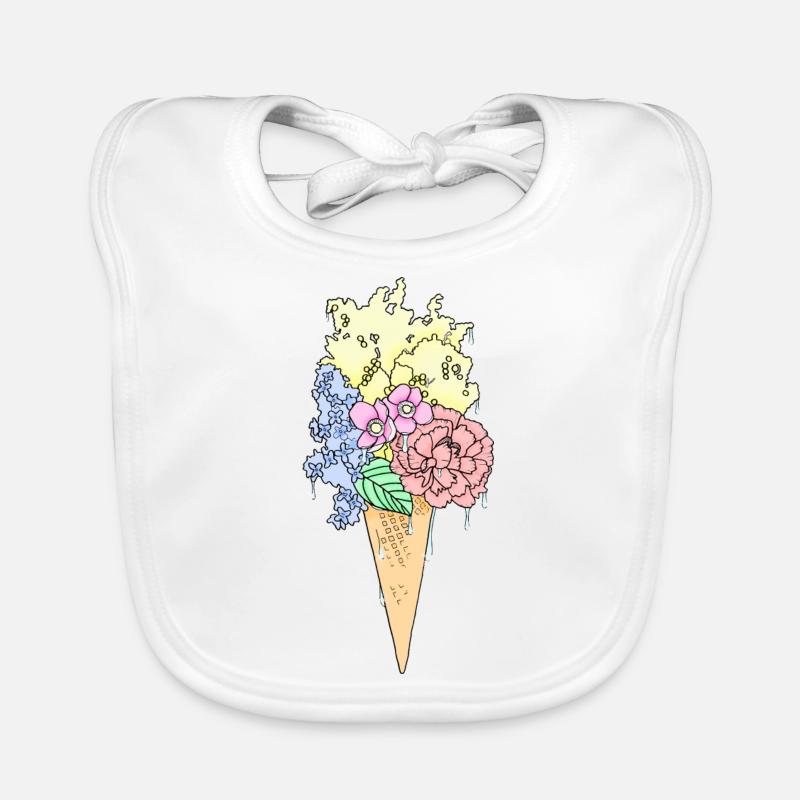 Glace aux fleurs - Bavoir bio Bébé - blanc
