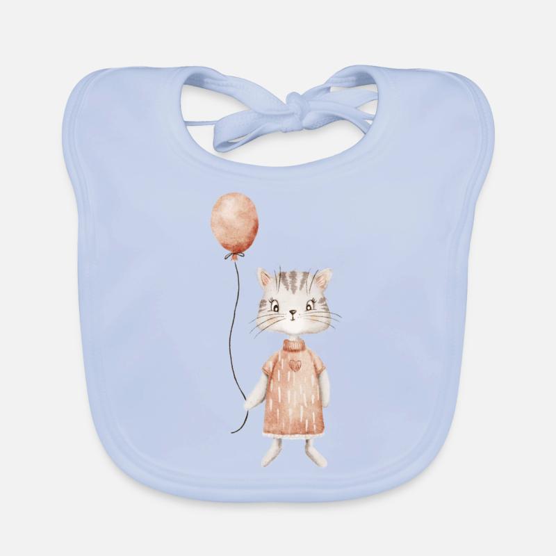 Süße Katze mit Luftballon Baby Bio-Lätzchen