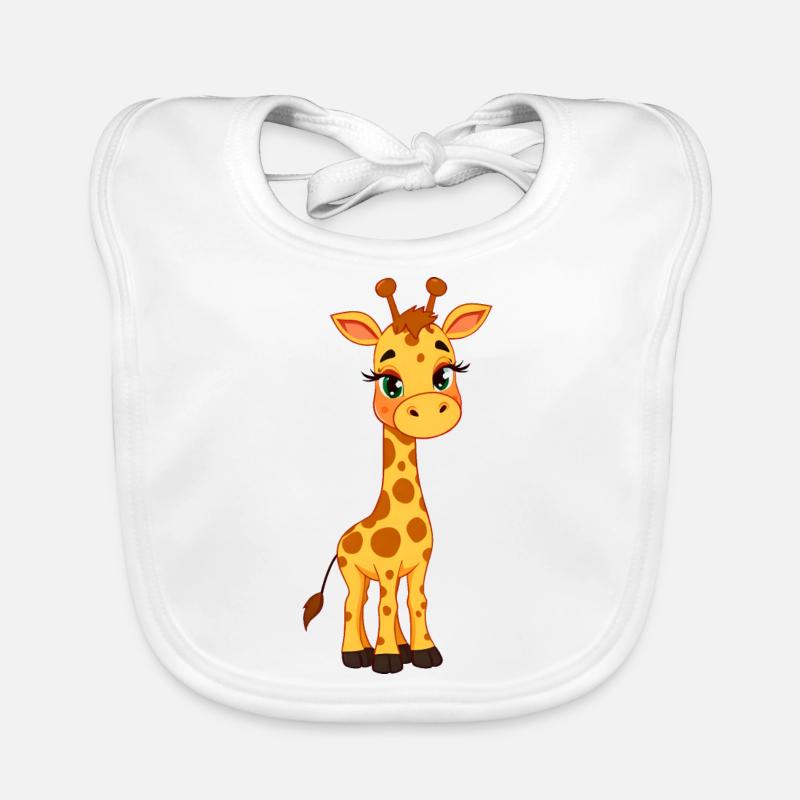 Giraffe: Yellow & Black Spots, Green Eyes Organic Baby Bibs