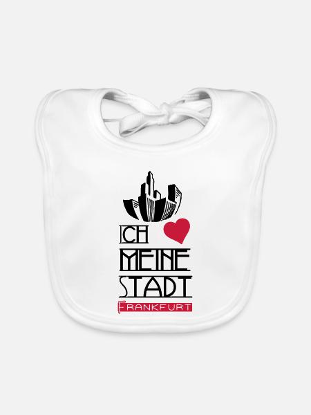 Stadt Liebe Frankfurt Geschenk - Baby Bio-Lätzchen - Weiß - Vorne