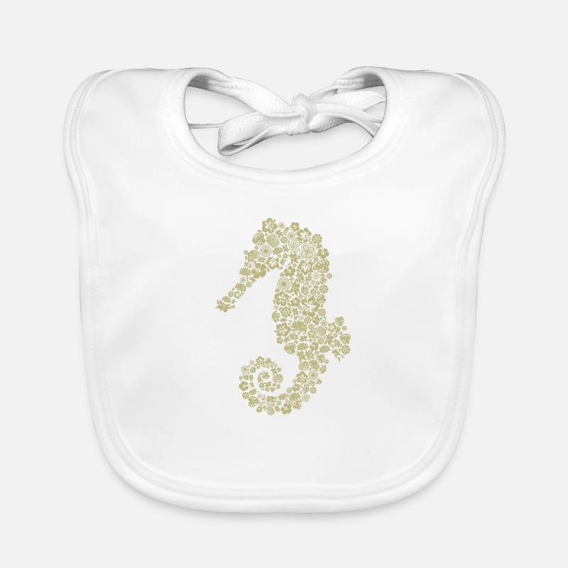 Hippocampe - Bavoir bio Bébé - blanc