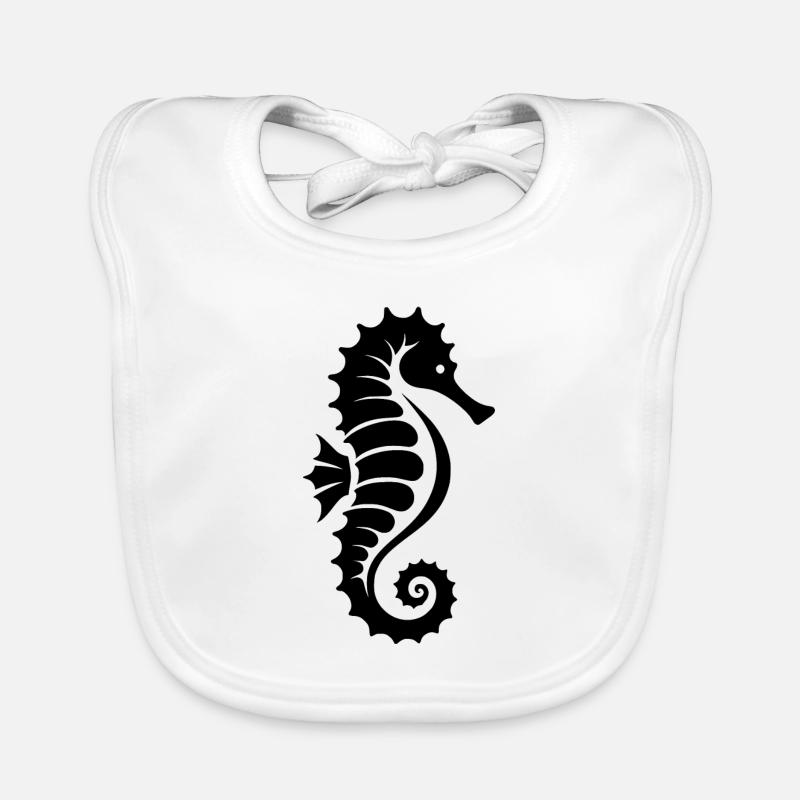 Mignon petit tatouage hippocampe - Bavoir bio Bébé - blanc