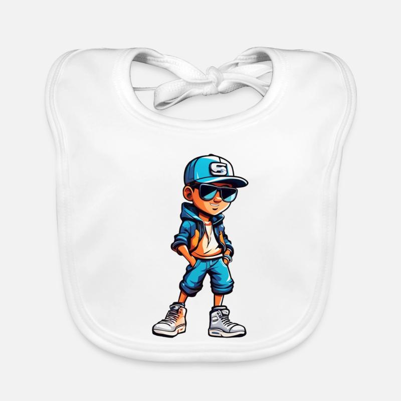 Cool Young Cartoon Boy Organic Baby Bibs