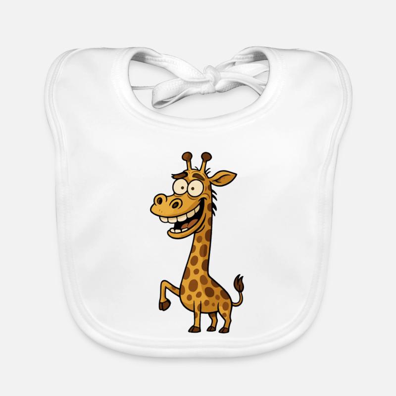 Lustiger Cartoon Giraffe Comic Design - Baby Bio-Lätzchen - Weiß