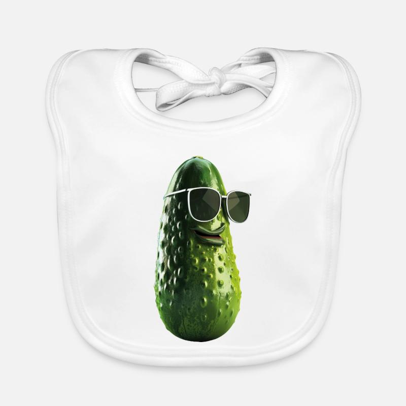 Cornichon de concombre avec lunettes de soleil - Bavoir bio Bébé - blanc