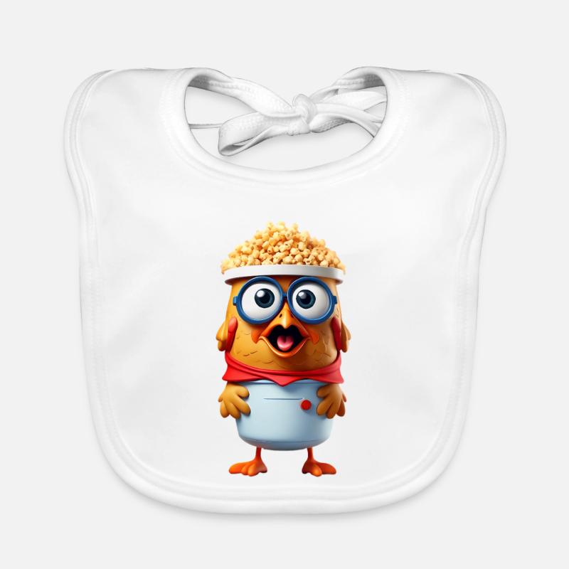 Popcorn Huhn mit Brille Baby Bio-Lätzchen