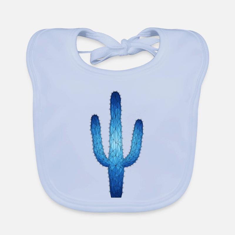 Blue Geometric Cactus Organic Baby Bibs